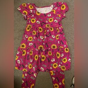 Pink Sunflower and Butterfly Outfit